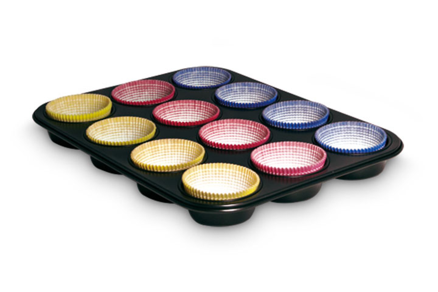 12 muffins tray + 60 paper bun cases of the line Gardenia Guardini