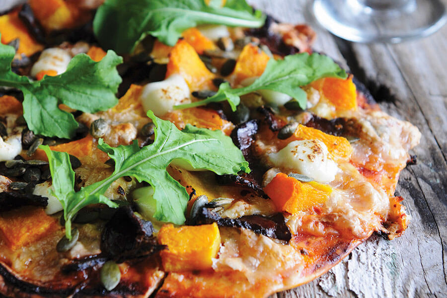 Pizza alla zucca e rucola