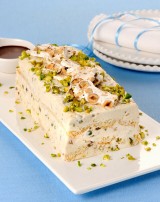 Nougat mousse<br>ice cream with champagne sponge fingers
