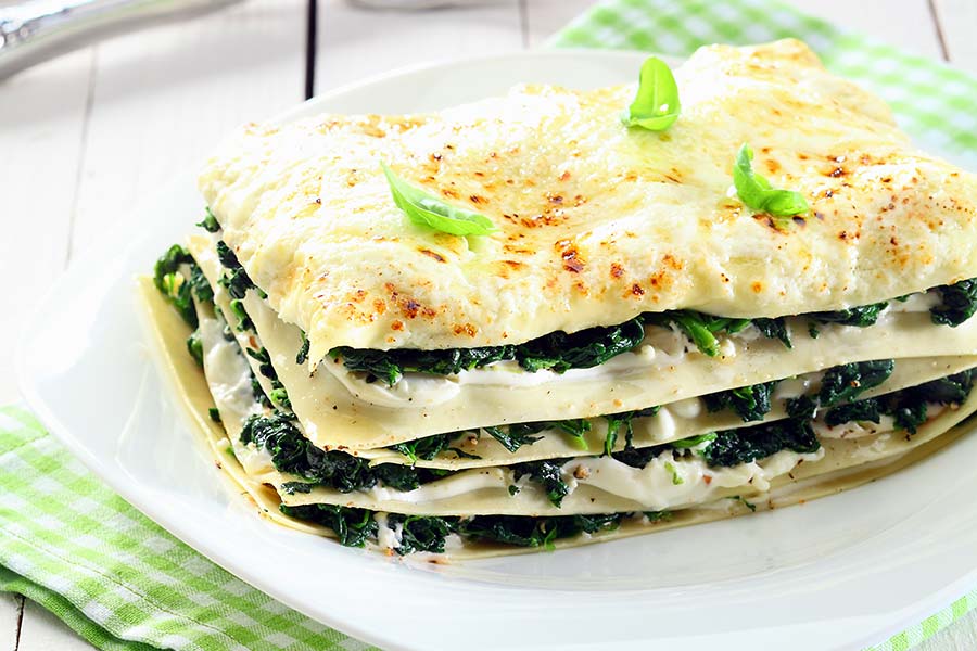 Lasagne alla crema di pesto, ricotta e spinaci
